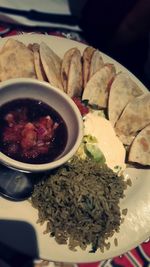 Close-up of served food in plate