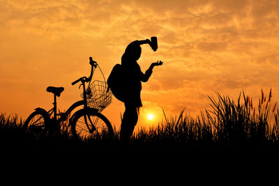 Silhouette of man at sunset