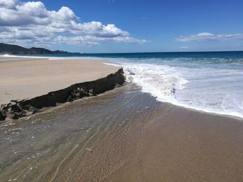 Scenic view of beach against sky