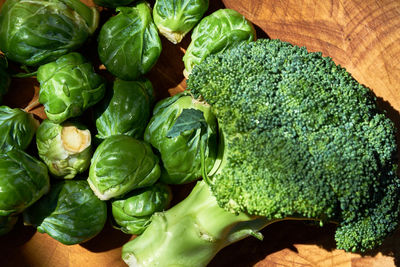 High angle view of vegetables on table