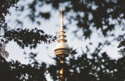 Low angle view of communications tower