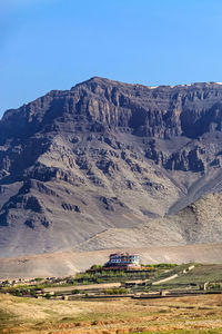 Scenic view of mountains against clear sky