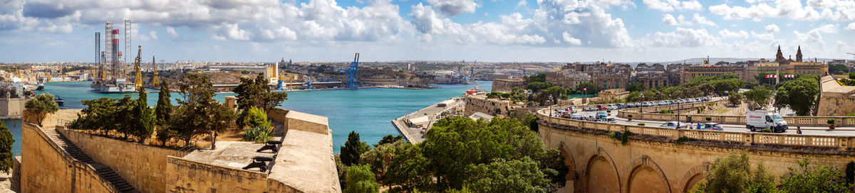 Valletta malta, july 16 2019. herbert ganado gardens, grand harbour and triq girolamo cassar road 