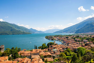 The town of gravedona, on lake como, photographed on a summer day.