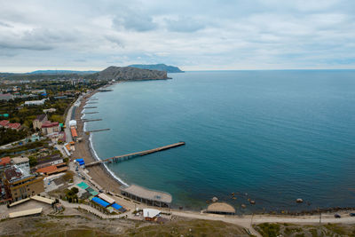 High angle view of sea against sky