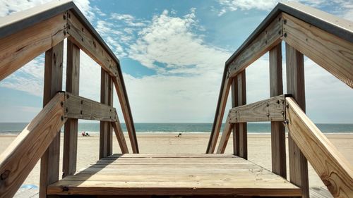 Scenic view of sea against blue sky