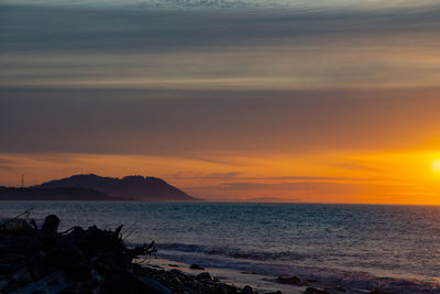 Scenic view of sea against sky during sunset