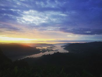 Scenic view of sea against cloudy sky