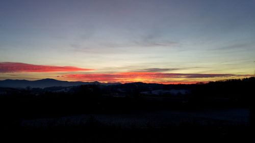 Scenic view of mountains at sunset