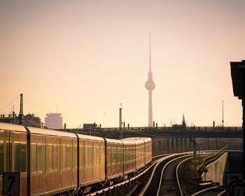 Railroad tracks in city