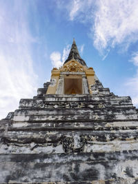 Low angle view of temple building against sky