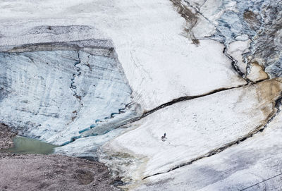 Aerial view of snow covered landscape