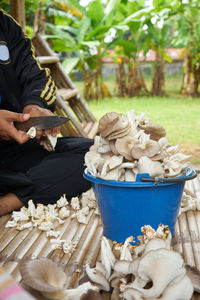 Close-up of man holding food