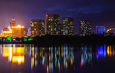 Illuminated city at night