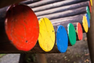 Close-up of multi colored wood