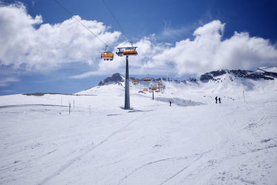 Snow covered mountain against sky