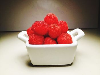 Close-up of strawberries in bowl