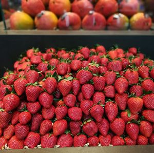 Close-up of strawberries at market stall