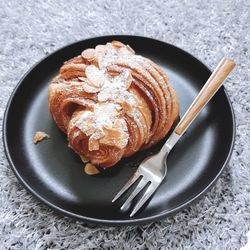 High angle view of breakfast on table