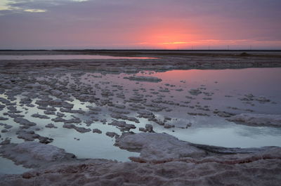 Scenic view of sea against sky at sunset