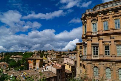 Low angle view of buildings in town