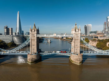 Aerial panoramic cityscape view of london and the river thames