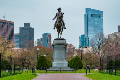 Low angle view of monument in city