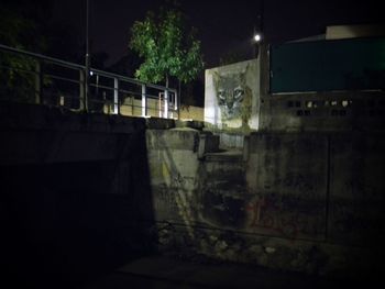 View of abandoned building at night