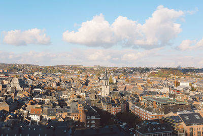 Aerial view of cityscape against sky