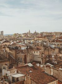 High angle view of townscape against sky