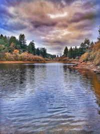 Scenic view of lake against sky