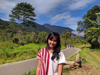 Beautiful woman smiling with a beautiful background