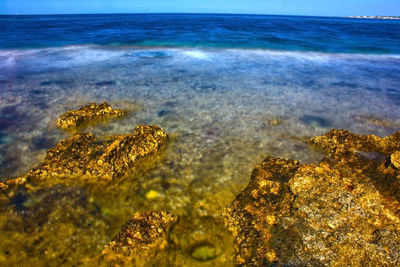 Scenic view of sea and rocks