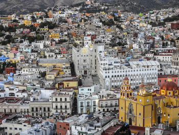 High angle view of buildings in city