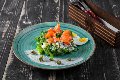 Close-up of salad served in plate