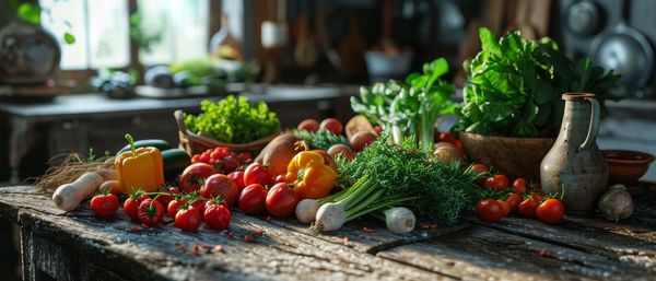 Close-up of vegetables on cutting board