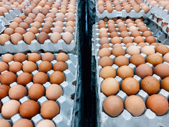 Full frame shot of eggs in container