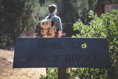 Information sign on plant