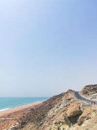 Scenic view of beach against clear sky