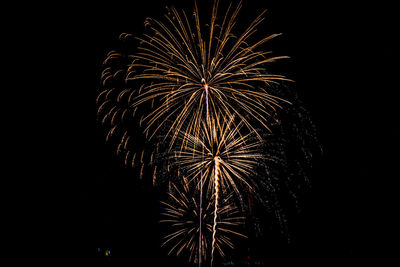 Low angle view of firework display