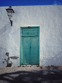 Closed door of building