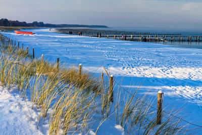 Scenic view of beach during winter