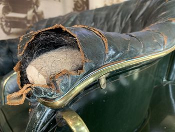 High angle view of car on metal