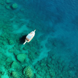 High angle view of boat in sea