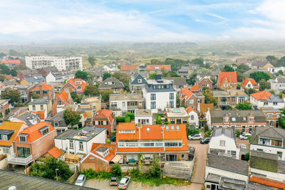 High angle view of townscape against sky