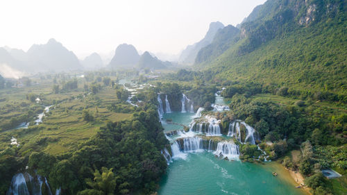 Panoramic view of river amidst mountains