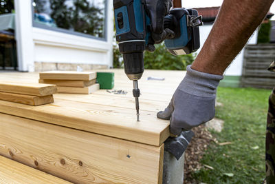 Man working on wood