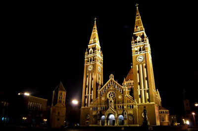 View of illuminated buildings at night