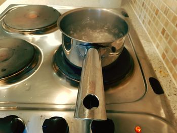 High angle view of wine in kitchen