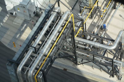 High angle view of pipelines in industry